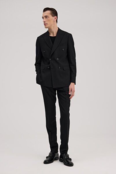 Jakamen Black Slim Fit Pointed Collar Suit