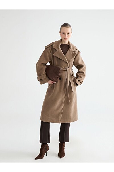 LC Waikiki Lcwaikiki Classic Double Breasted Collar Women's Stamp Coat