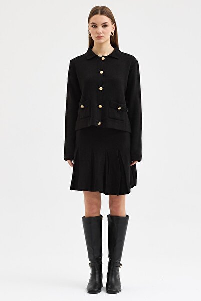 Lijuri Cardigan Button Detailed Skirted Knitwear Set 10298