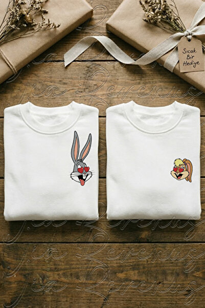 Vordevia Bugs and Lola Bunny Printed Unisex Oversized Crew Neck Sweatshirt Lo...