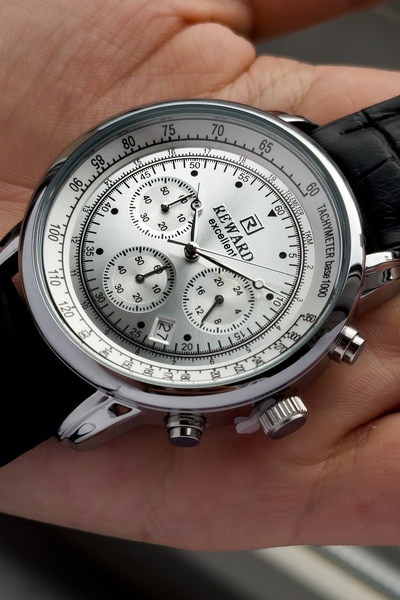 Reward Excellent Series Leather Strap Full Function 5 Atm Waterproof Men's Wr...