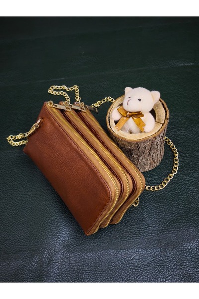 NZCLUB حقيبة يد وكتف نسائية من الجلد الأصلي بثلاثة سحابات من تابا