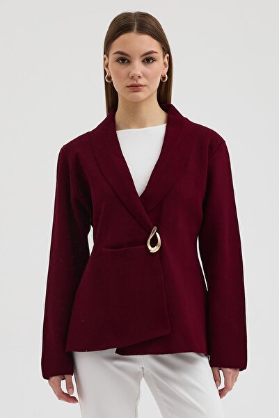 Lijuri Double-Breasted collar buckle knit cardigan 6171