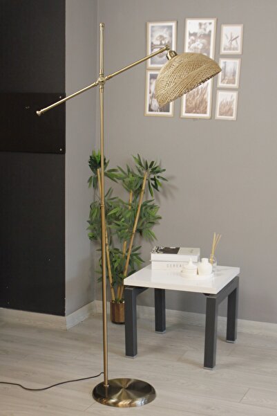 Bamyum Bohem Recycle İplik Jüt El Yapımı Sütlü Kahve Makas Gövde Lambader Har...