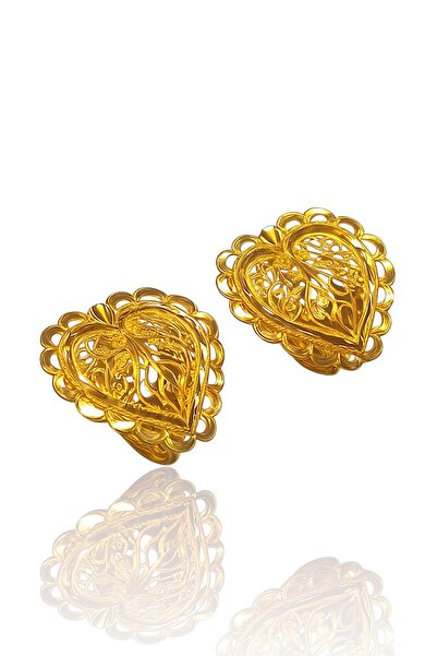 Hakan Güler Kuyumculuk Altın Hint Model Kalpli J Küpe –22 Ayar Altın Görünüml...