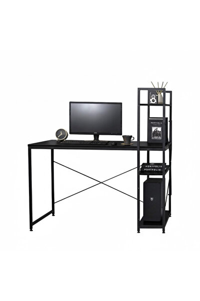 mumtaz sa مكتب كمبيوتر بأبعاد 95×125×64 سم مع أرفف تخزين، سهل التركيب، مناسب ...