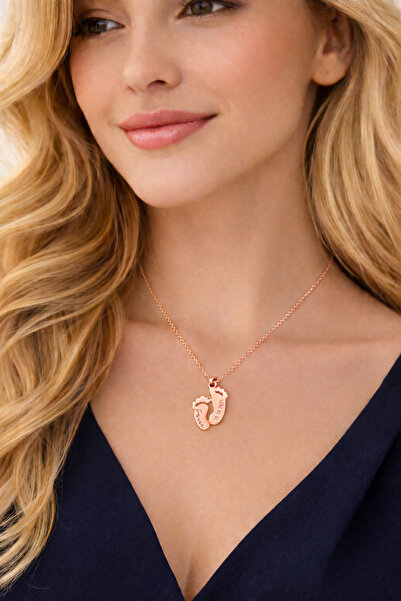 Soleildor Bebek Ayak İzi İsim Tarih Gümüş Kolyesi