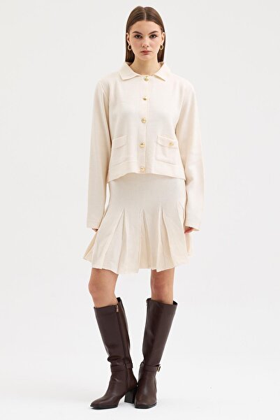 Lijuri Button detailed cardigan skirted knitwear set 10298