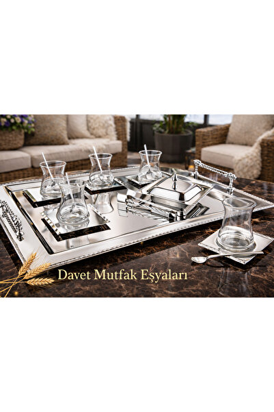 Davet Seren 40 Parça Çay Seti Paslanmaz Çelik Çay Seti