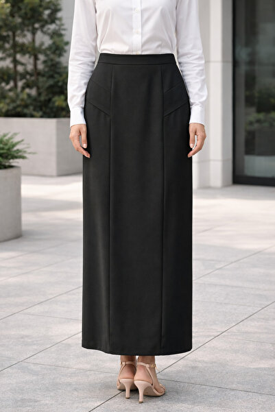GARNİ Satin Deyaylı Pencil Skirt Length Is 90 cm