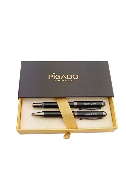 PİGADO İsme Kişiye Özel Premium Lüx Metal Tükenmez ve Roller Kalem Seti
