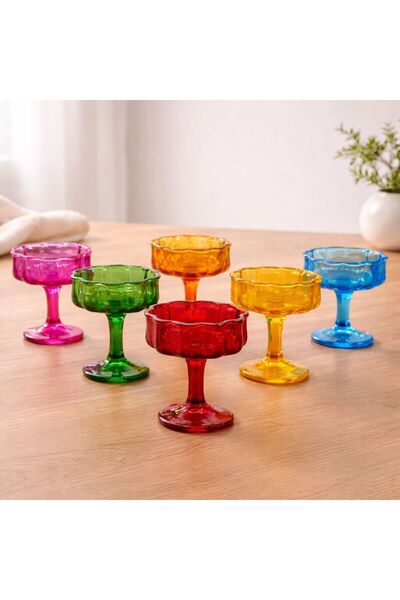 YzHome 6-Piece Glass Colored Footed Coffee Side Dish Turkish Delight Bowl Bre...