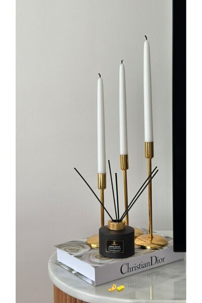 LUMIERI CANDLE El Yapımı Sade Şamdanlık Mum Seti – 3’lü Kış Koleksiyonu