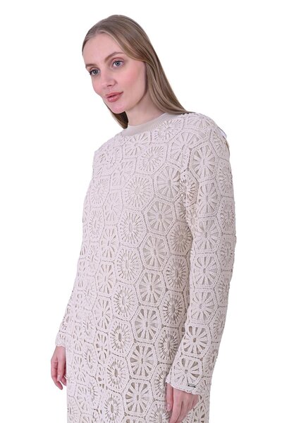 Invee Güpür Elbise EKRU