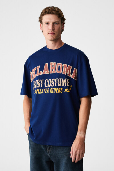 GRIMELANGE Ruddy men's chest Printed %100 organic cotton crew neck regular na...