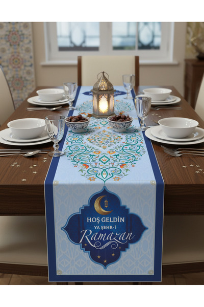 tarzınısec Ramadan Moon Motif Digital Printed Runner Tablecloth 40X140 cm