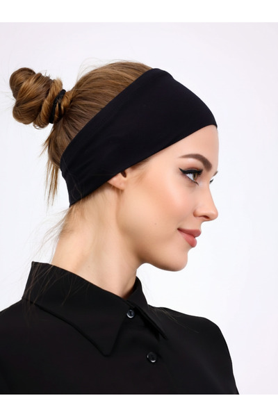 Alivascarf Silicone Bandana Non-Slip Headband Black - Women's Hijab Stitch-Free (Non-Slip) Snap-On - Sporty Hair Band