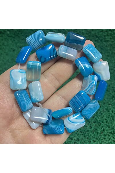 İNCİ DOĞAL TAŞ حجر العقيق الأزرق المستطيل 13 ملم