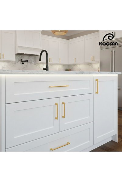 KOÇSAN Delicate Handle Luxury Country Kitchen Furniture Cabinet Drawer Handle Matte Gold 128 mm