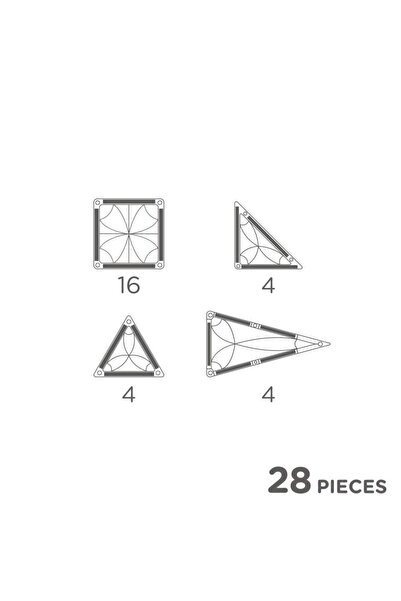 Genel Markalar Mini Tiles Travel Pack Seyahat Seti Manyetik Bloklar, Intense 28 Parça
