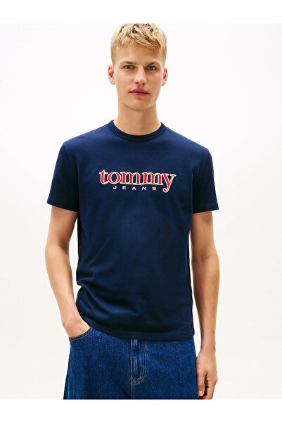 Tommy Hilfiger Tjm Normal Cut Appliqued Graphic Printed Men's Blue T-Shirt Dm...