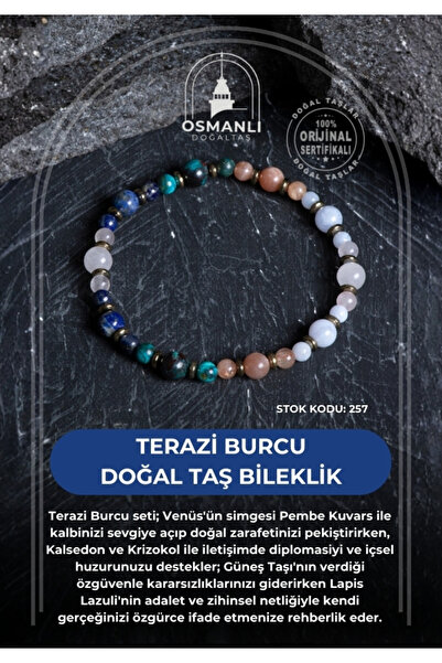 OSMANLI DOĞAL TAŞ Certified Libra Zodiac Sign Natural Stone Bracelet (Sk:257)