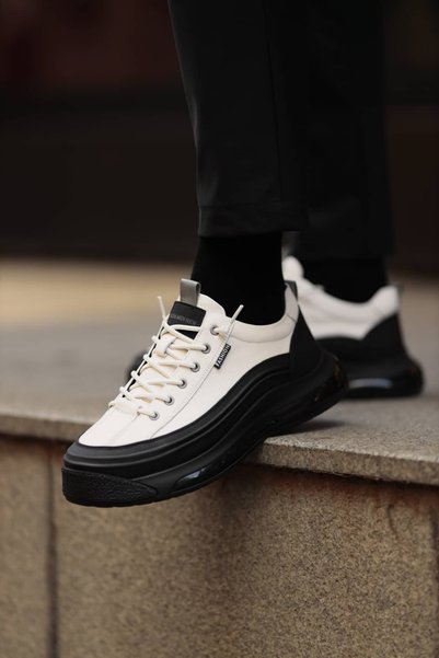 Faruk balkanas Jeremh Model Kombinasyonlu Deri İthal Taban Sneaker Ayakkabı