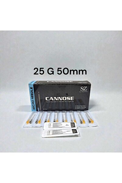Cannose Dolgu Kanülü 25 G 50mm 50 Adet, Polikarbon Başlık, Yarı Flexible, ÜTS...