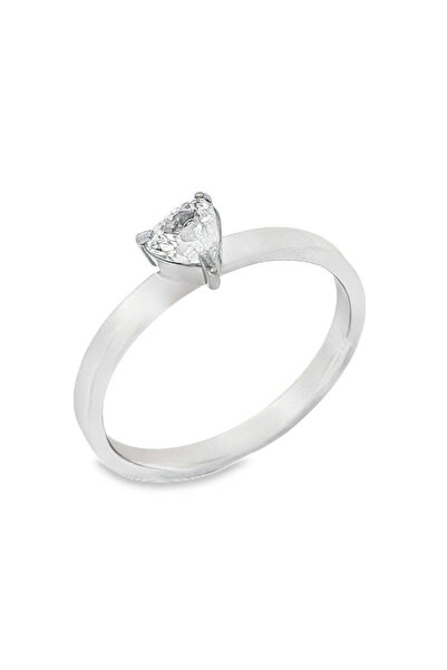 Bijuteria SORELLY Silver Heart Solitaire Ring with White Stone size 19