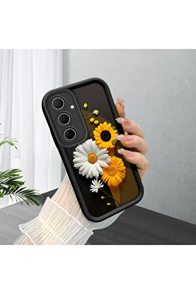 Samsung Galaxy A35 Compatible Black Art Pattern Slim Soft Silicone Phone Case