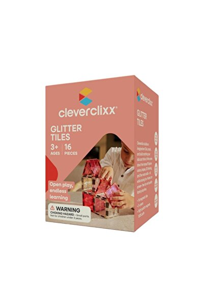 Cleverclixx Glitter Tiles Pack Manyetik Bloklar, Pembe 14 Parça