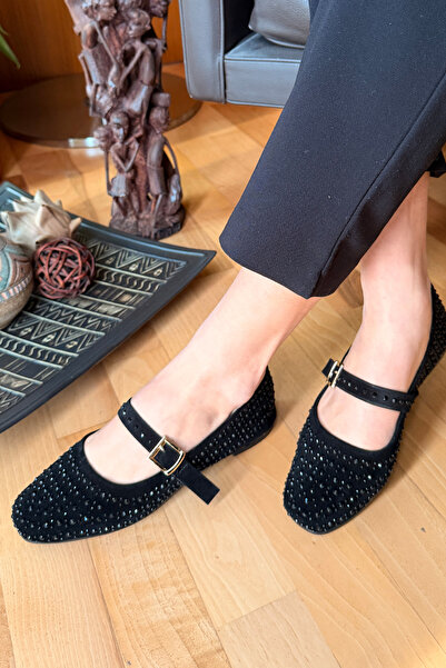 RENKLİBUTİK Black Stone Stylish Comfortable Daily Ballerina Shoes