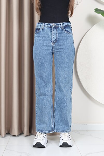 circle Düz Paça Yüksek Bel Kadın Denim Pantolon