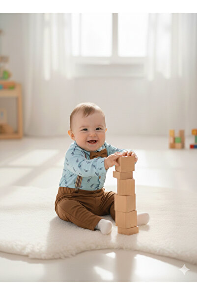 Harry&Millie طقم قميص وبنطلون وربطة عنق وحمالات للأطفال الذكور مكون من 4 قطع ...