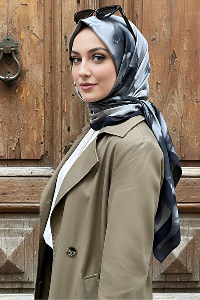 İmajButik Black Green Patterned Soft Digital Cotton Shawl