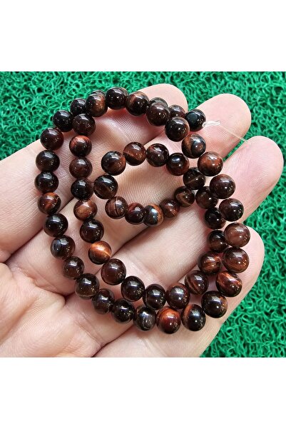 TAŞ UZMANI Globe Dark Brown Tiger Eye Stone 6 mm
