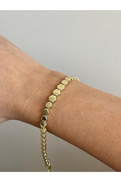 Charmist Çelik üzeri altın kaplama özel seri petek bileklik