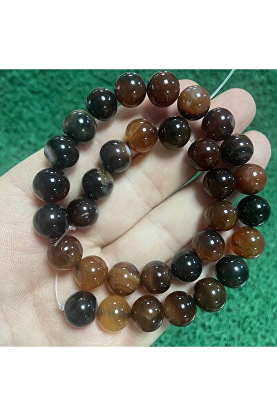 İNCİ DOĞAL TAŞ حجر العقيق البني الكروي 12 ملم