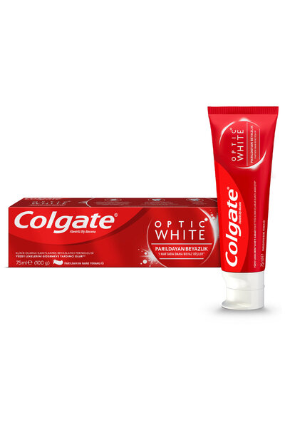 Colgate معجون أسنان أوبتيك وايت لتبييض الأسنان باللون الأبيض اللامع 75 مل 2 قطعة