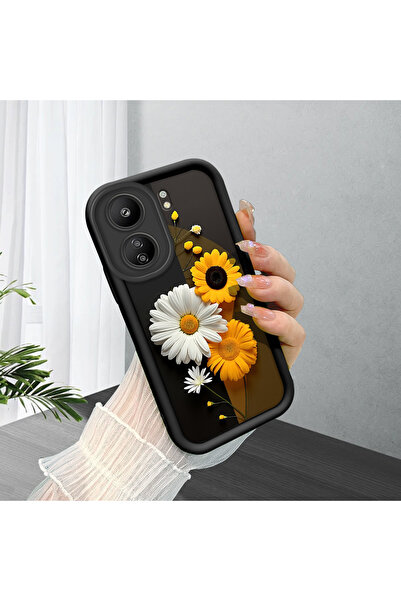 Hontinga Poco C65 Uyumlu Siyah Sanat Deseni İnce Yumuşak Silikon Telefon Kılıfı