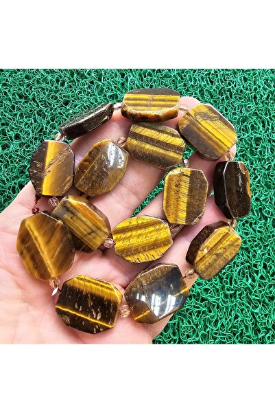 TAŞ UZMANI Rectangular Brown Tiger Eye Stone 20 mm