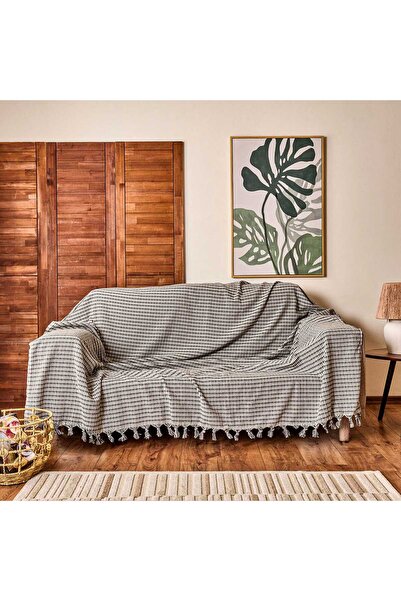 KUT FLY Soft Dama Sofa Cover - Ecru / Gray - 180X200 cm