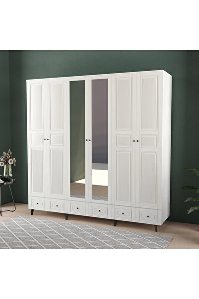 Teen & Bright NİL 6 KAPAKLI ÇEKMECELİ GARDIROP - MDF KAPAK