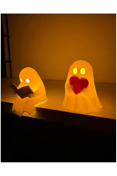GenelTedarik 2'li Hayalet Led Biblo Seti - Dekoratif Lambalı kitap Okuyan- Ka...