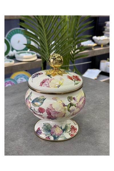 Doğudeko Rose Deluxe Ayaklı Emaye Şekerlik