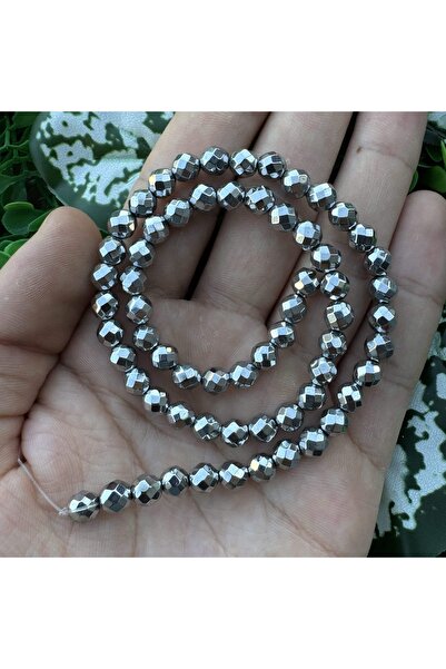 TAŞ UZMANI Faceted Sphere Silver Hematite Stone 6 mm