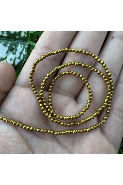 TAŞ UZMANI Faceted Sphere Gold Hematite Stone 2 mm