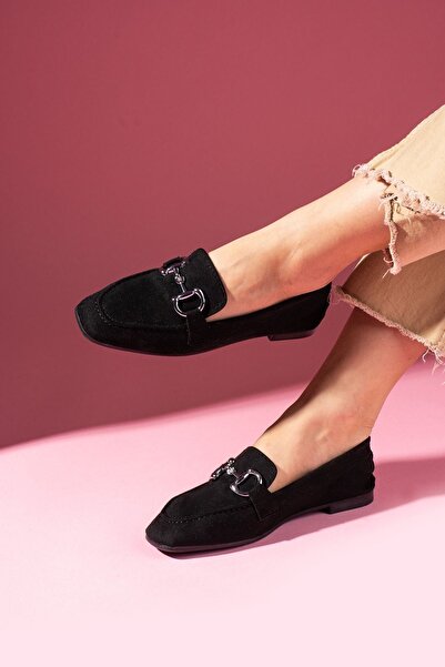 FUGA MODA Balerini cu cataramă din piele intoarsa neagra Arven