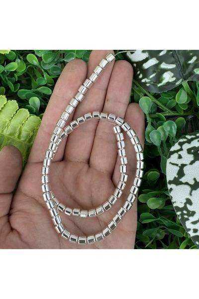 TAŞ UZMANI اسطوانة حجر الهيماتيت الفضي اللامع 5x5 ملم