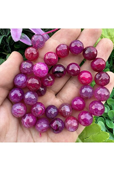 TAŞ UZMANI Faceted Sphere Pink Agate Stone 12 mm